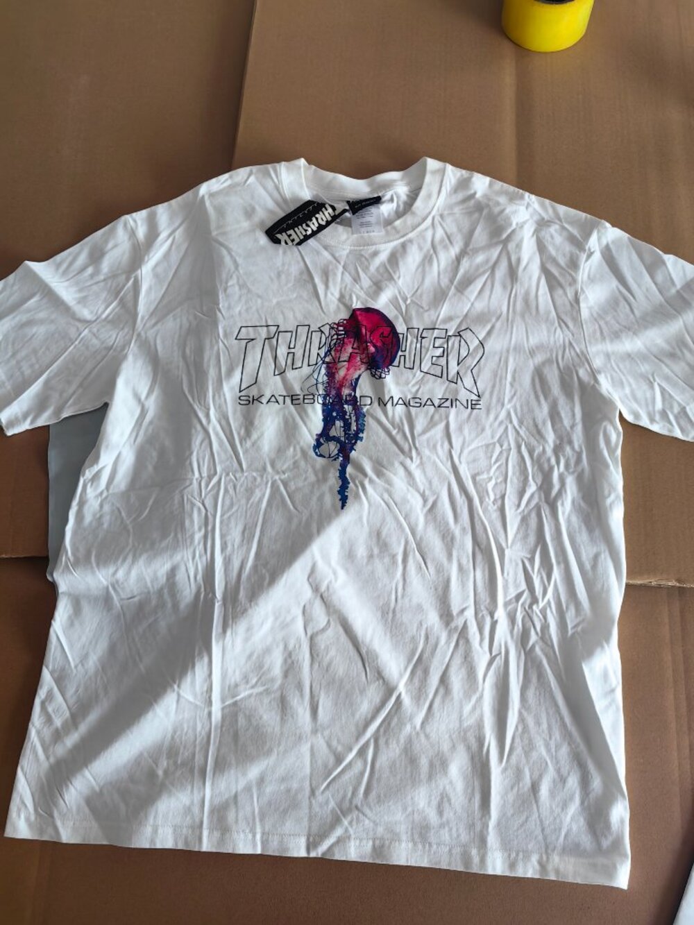 Thrasher White Jellyfish Graphic T-Shirt Skateboard Tee